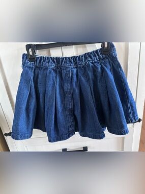 Classic Blue Denim Mini Skirt with Button Front